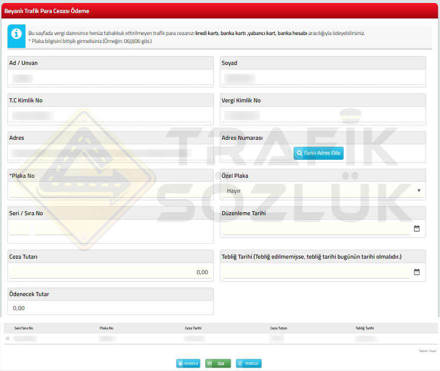 beyanla trafik cezası ödeme sorgulama gib