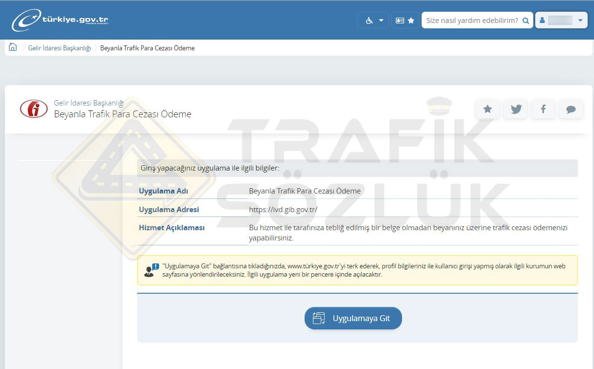 e devlet beyanla trafik cezası ödeme