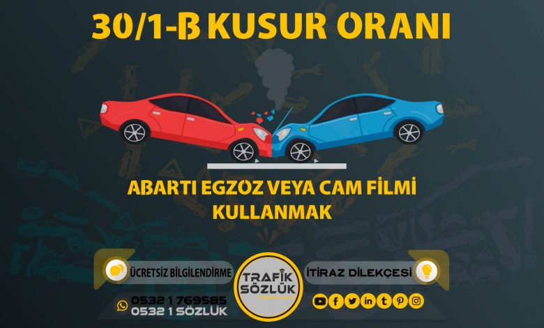 30/1-b kusur oranı açıklaması ve itiraz ktk 30/1b