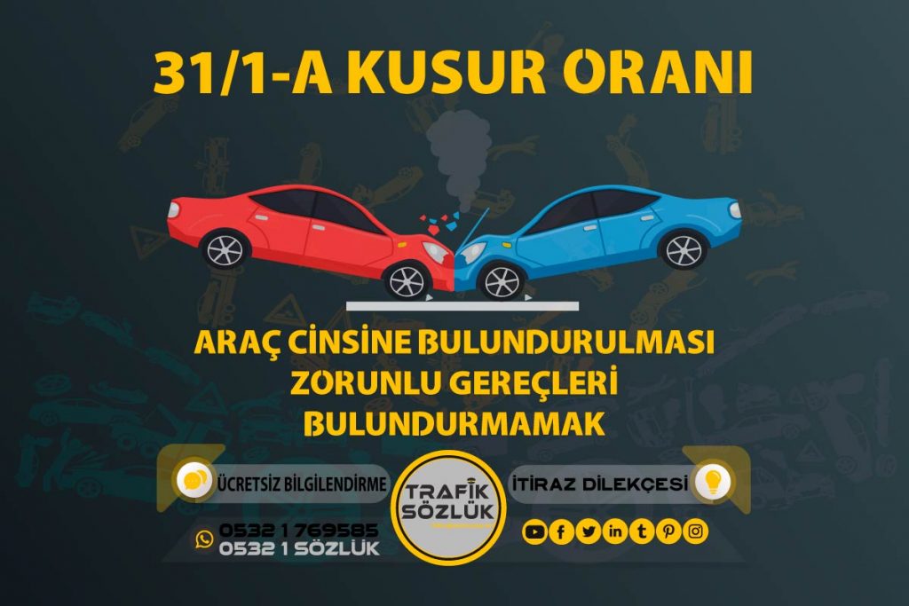 31/1-a trafik cezası 2025 31/1-a trafik cezası 31/1-a kusur oranı açıklaması ve itiraz ktk 31/1a