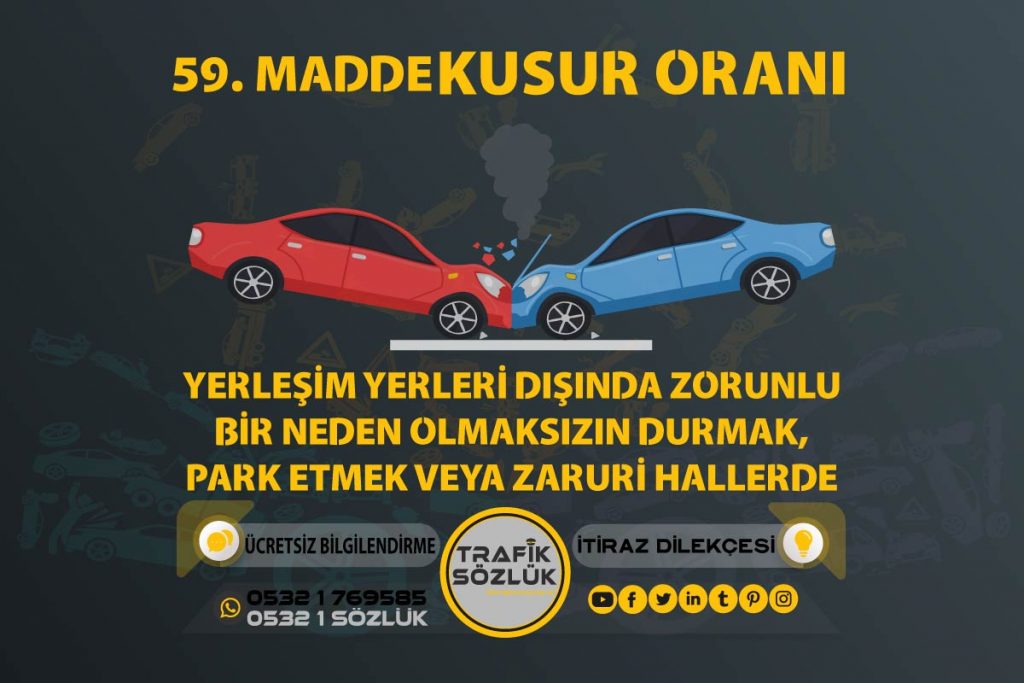 59. Madde Trafik Cezası 2025 59 trafik cezası 59. madde kusur oranı açıklaması ve itiraz ktk 59. madde